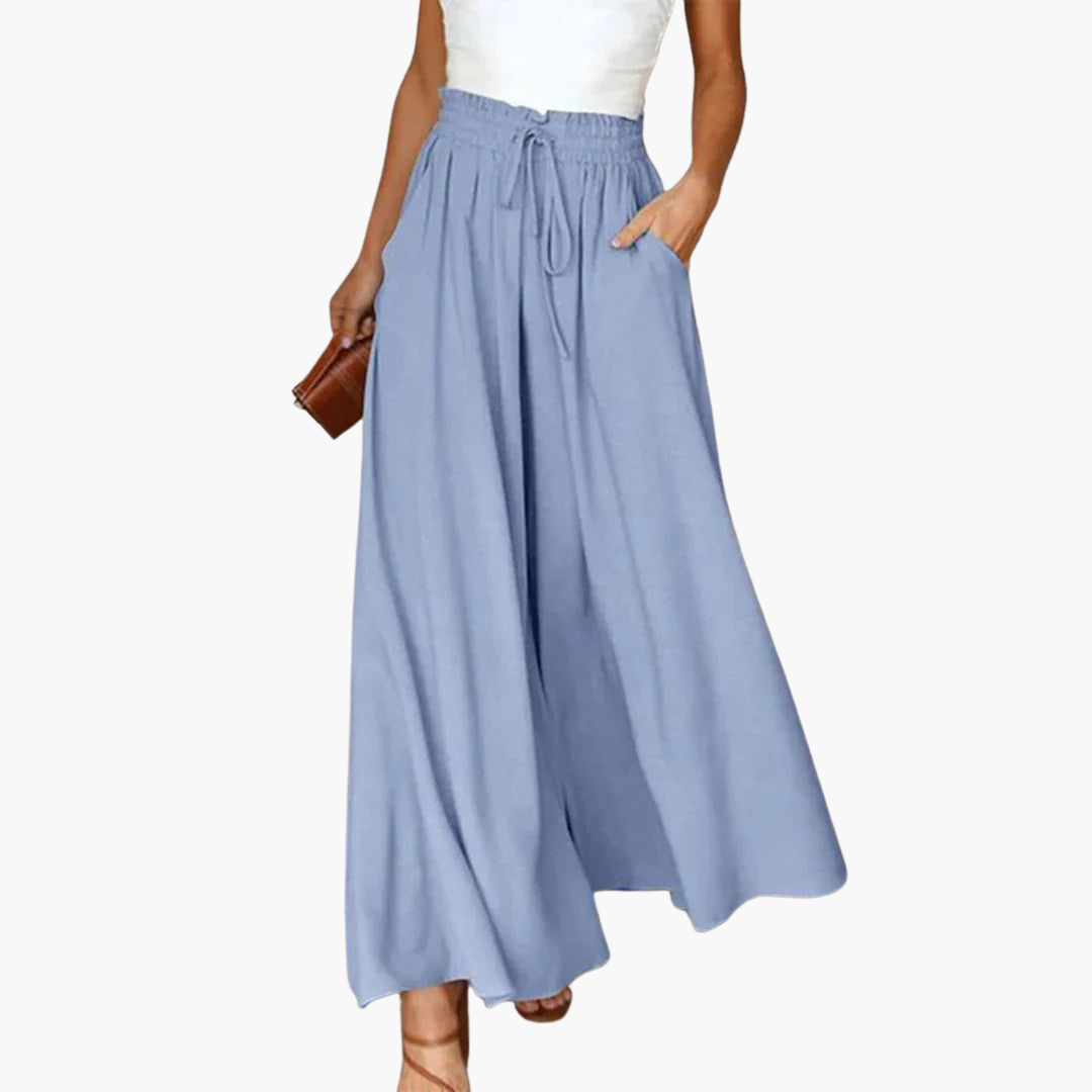 Ingrid | High Waisted Wide Leg Linen Trousers Summer