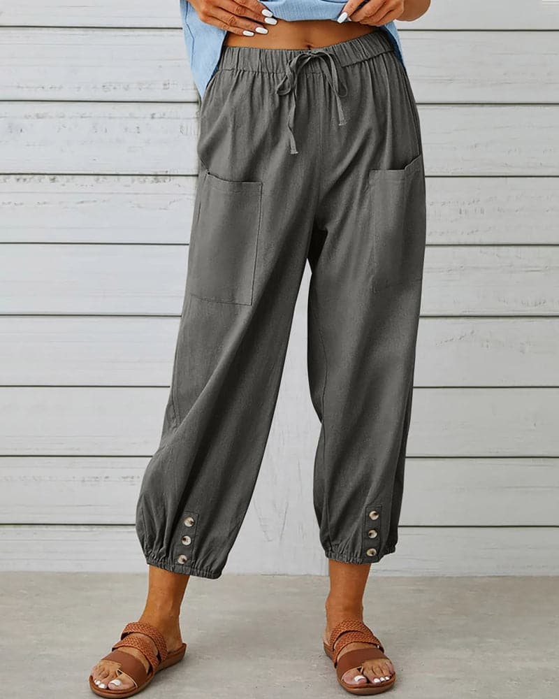 Manon | Women's Cropped Coastal Balloon Pants With Drawstring