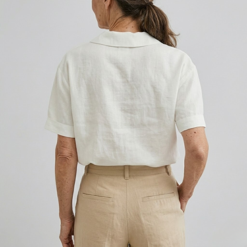 Honorine | Classic Linen Blouse With Button Detail