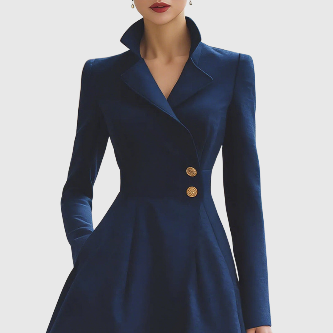 Beatrix | Navy Tailored Coat Dress for Work and Occasions