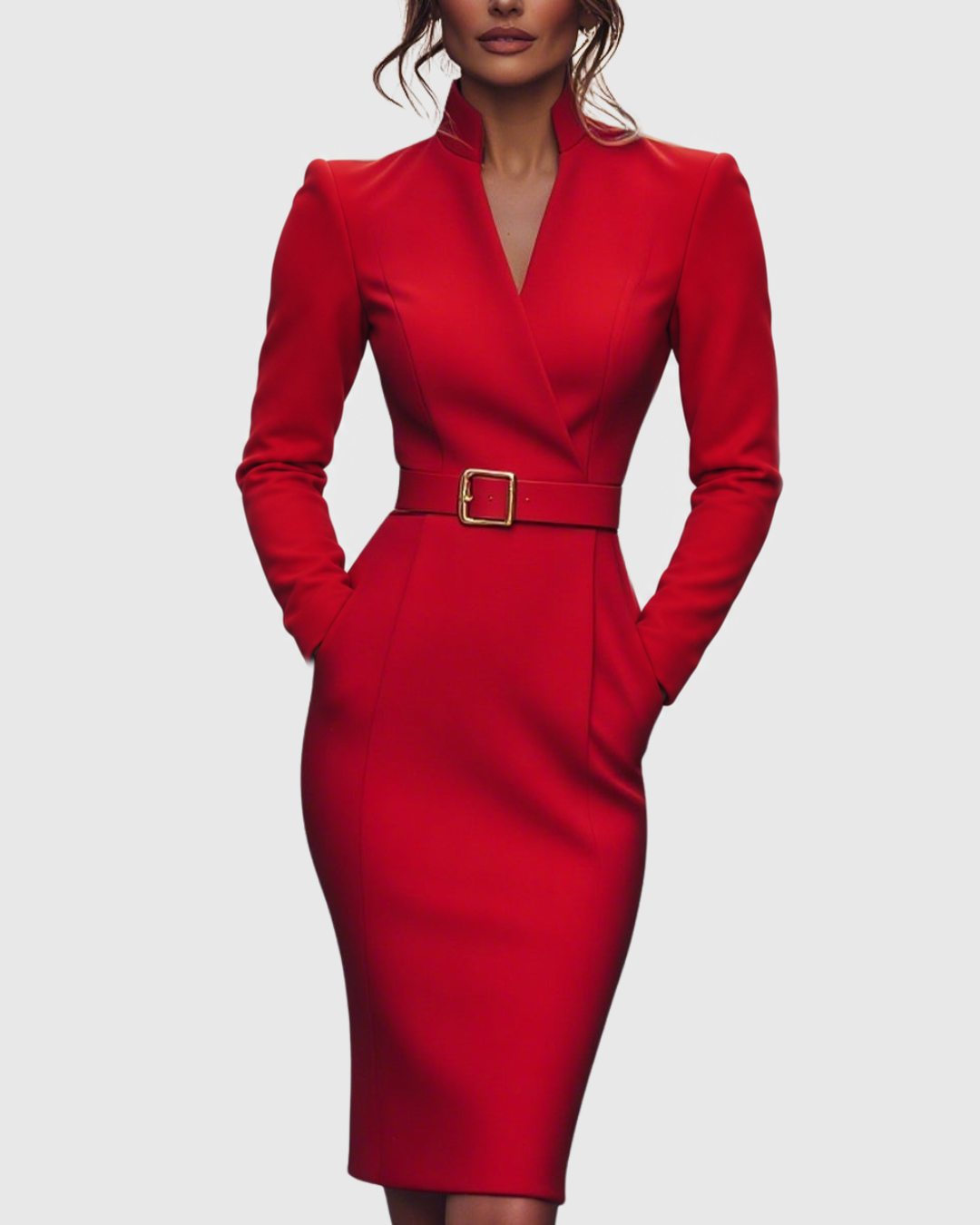 Valentina | Velvet Sequin Cocktail Midi Dress — Red