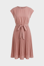 Beatrix | Pleated Chiffon Midi Dress With Belt For Every Occasion