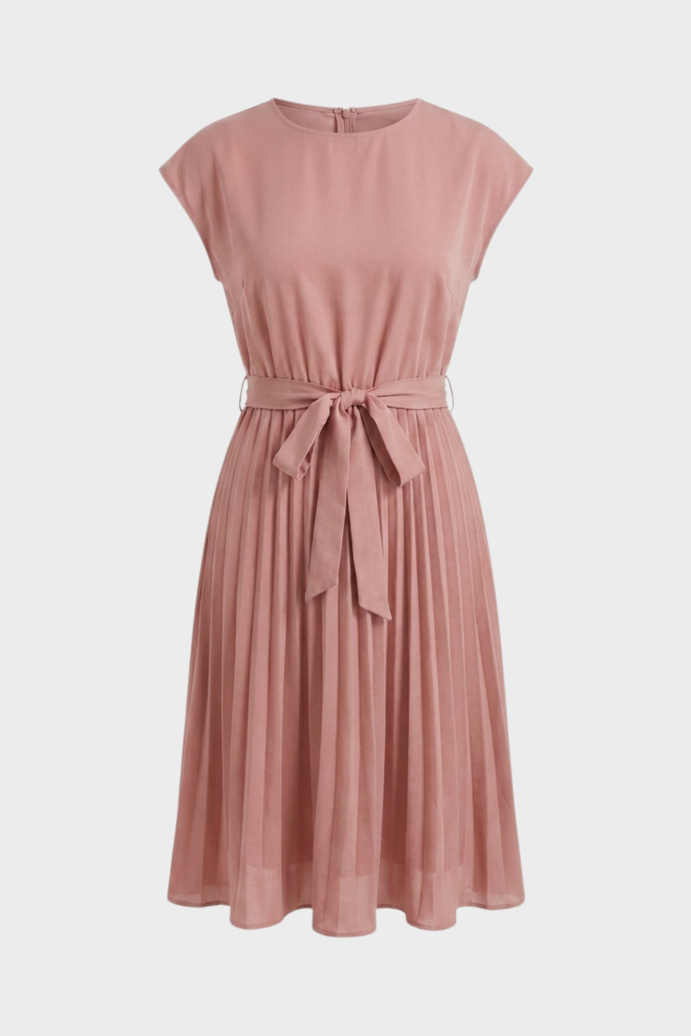 Beatrix | Pleated Chiffon Midi Dress With Belt For Every Occasion