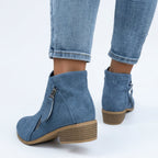 Dominique | Low Heel Black Brown Leather Ankle Boots
