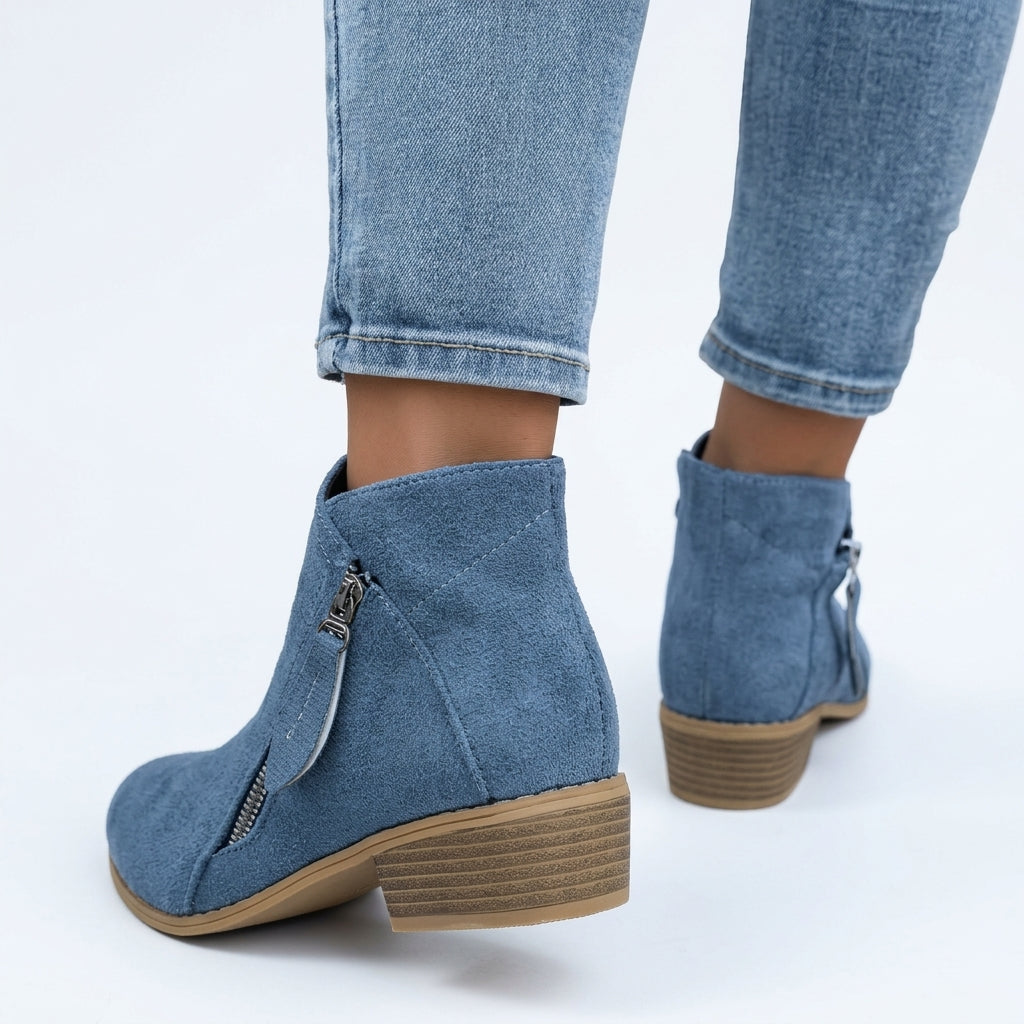Dominique | Low Heel Black Brown Leather Ankle Boots