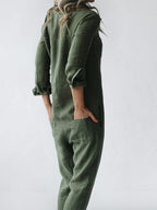 Vivienne | Comfy Long Sleeve Button-Up Jumpsuit for Everyday Wear