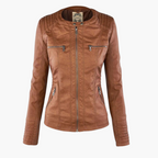 Seraphina | Black Faux Leather Jacket With Faux Fur Trim Detail