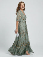 Bridget | Floral Embroidered Drop Waist Maxi Occasion Dress