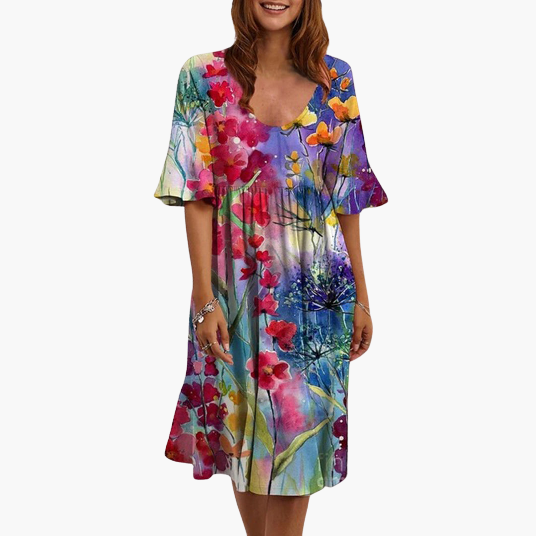 Pascale | Boho Floral Flutter Sleeve Wedding Guest Dress