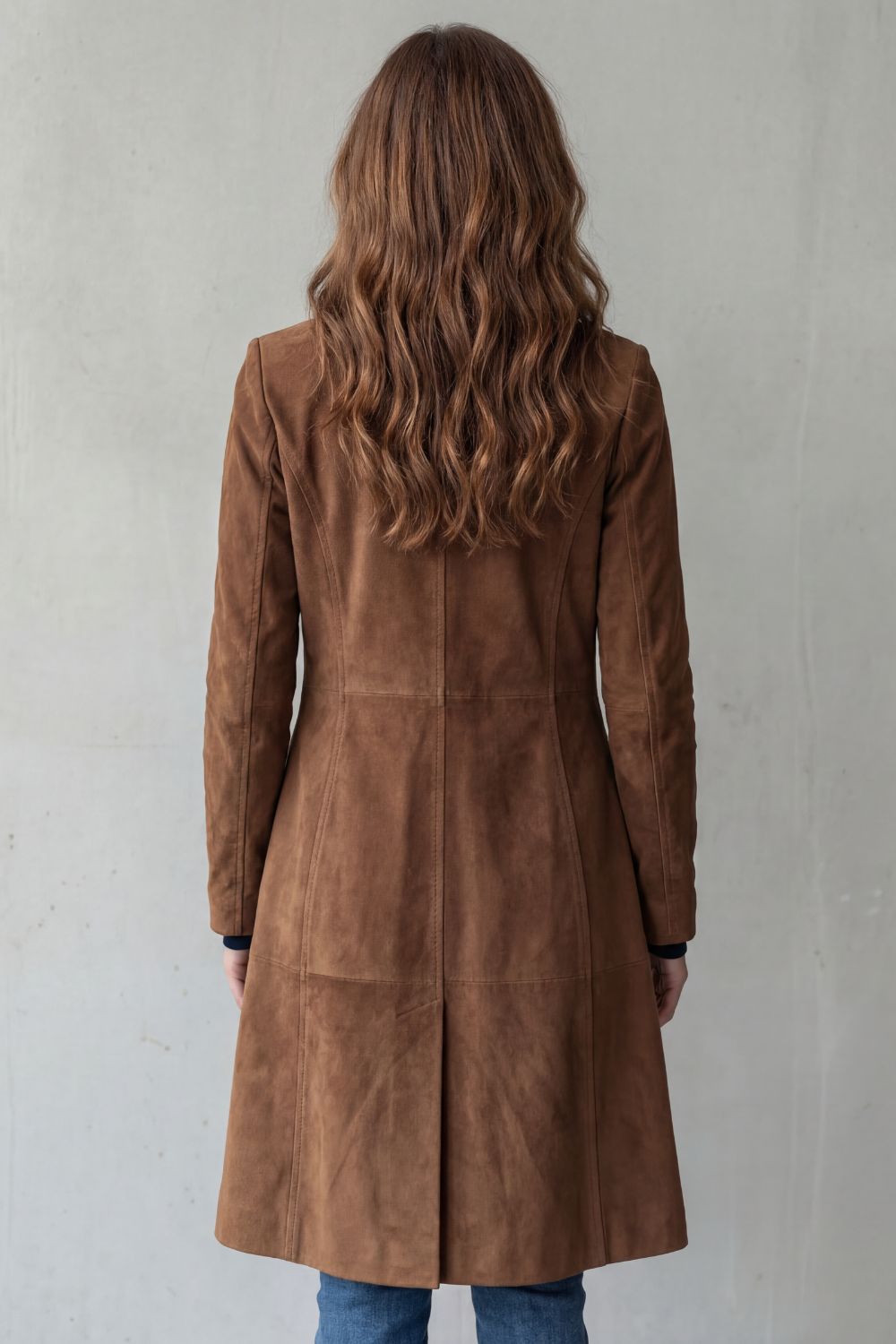 Solene | Womens Longline Coat Tailored Suede-Effect Winter