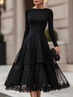 Giselle | Long Sleeve Tiered Lace A-Line Occasion Midi Dress