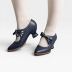 Camille | Silver Low Heel Lace-Up Leather Pumps