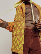 Marguerite | Oversized Cardigan Sweater with Jacquard Diamond Knit