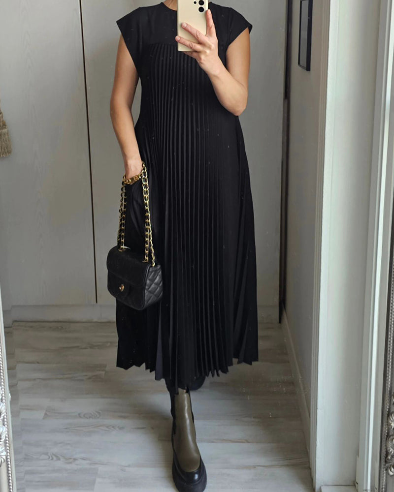 Celestine | Sleeveless Pleated House Dress Elegant Occasion Wear