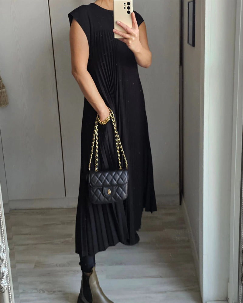 Celestine | Sleeveless Pleated House Dress Elegant Occasion Wear