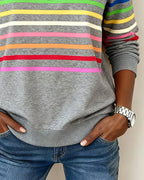 Apolline | Zip Up Sweatshirt No Hood Striped Sporty Casual