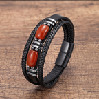 Phineas | Mens Bracelet Braided Leather Tiger Eye Casual