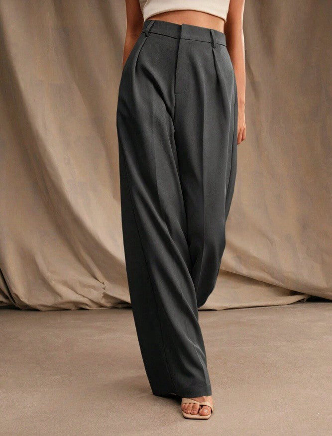 Dominique | High Waisted Wide Leg Tailored Trousers For Work