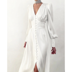 Katarina | Lantern Sleeves Garden Party V-Neck Midi Dress