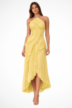 Tatiana | Backless Halter Ruffled Wedding Guest Maxi Dress