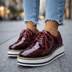 Margaux | Velvet Platform Heels With Brogue Detail
