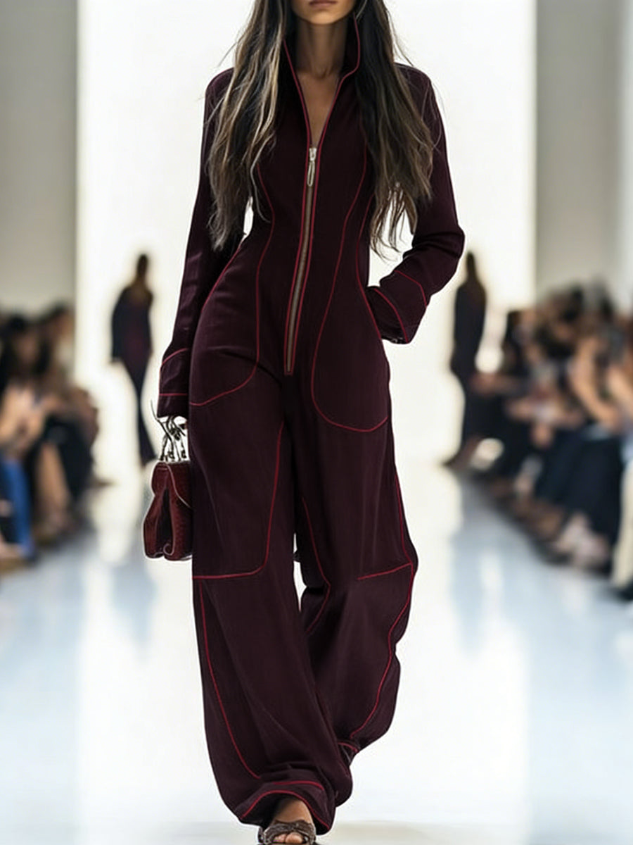 Rosaline | Long Sleeve Wide Leg Denim Jumpsuit Strapless White — JUJUBE RED