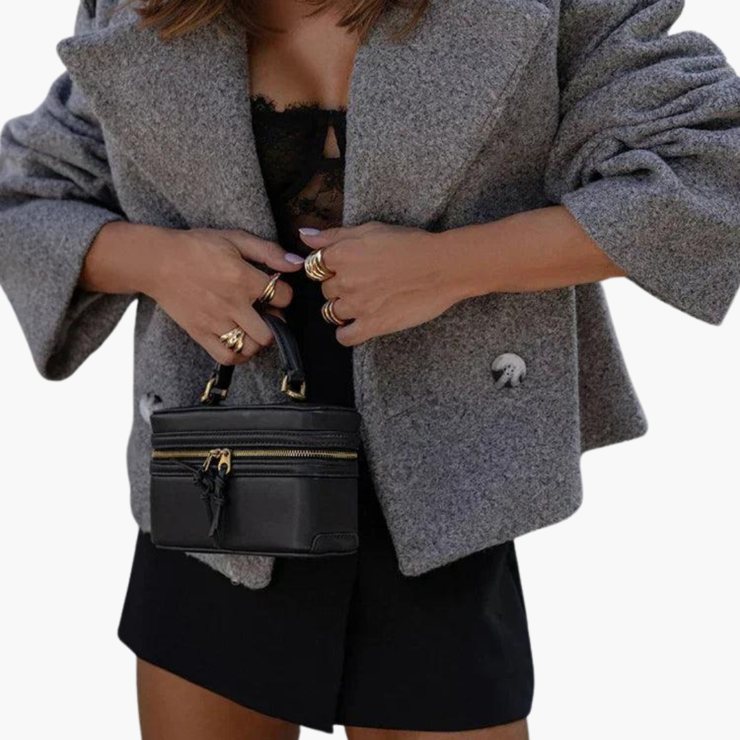 Lucienne | Cropped Leather Jacket For Smart Casual Style