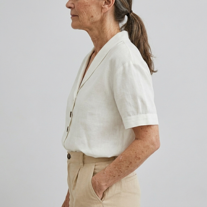 Honorine | Classic Linen Blouse With Button Detail