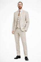 Edmund | Men Linen 3-Piece Wedding Guest Suit Blazer Waistcoat Trousers