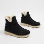 Faustine | Heeled Winter Ankle Boots Black Brown Flat — Black