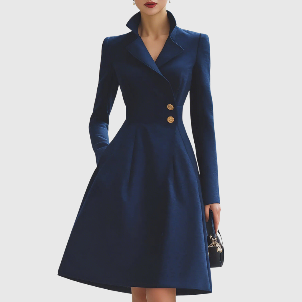 Beatrix | Navy Tailored Coat Dress for Work and Occasions
