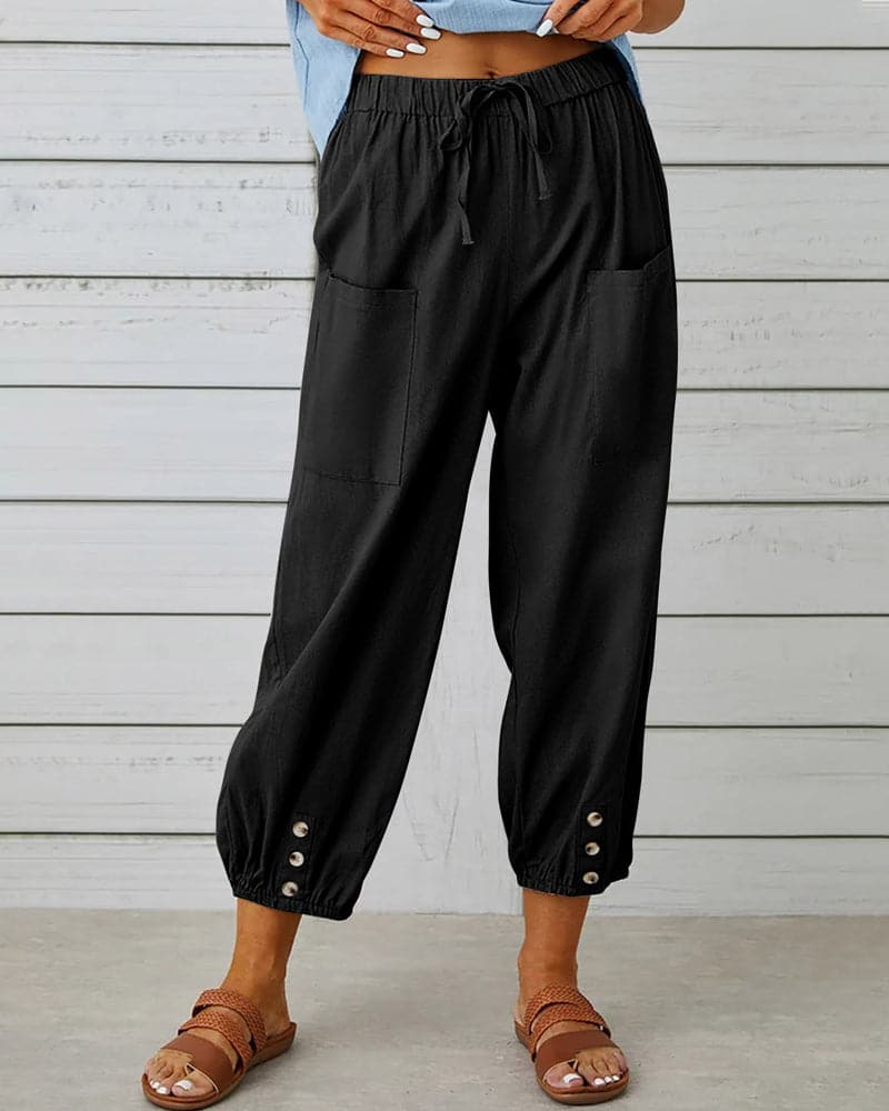 Manon | Women's Cropped Coastal Balloon Pants With Drawstring