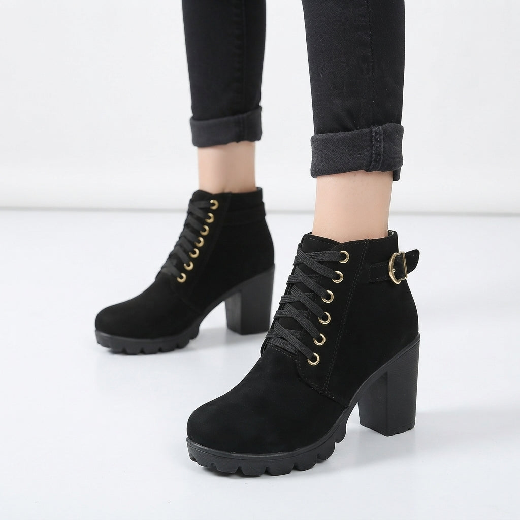 Rosanna | Leather Low Heel Flat Ankle Boots