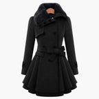 Ninon | Black Trench Coat Women Belted Flared Autumn Outerwear