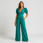 Xanthe | Wide Leg Casual Puff Sleeve Tailored Jumpsuit