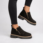 Amandine | Black Brown Heeled Flat Ankle Boots
