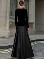 Seraphina | Velvet Funeral Gown Long Sleeve Evening Dress