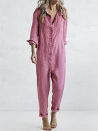 Vivienne | Comfy Long Sleeve Button-Up Jumpsuit for Everyday Wear