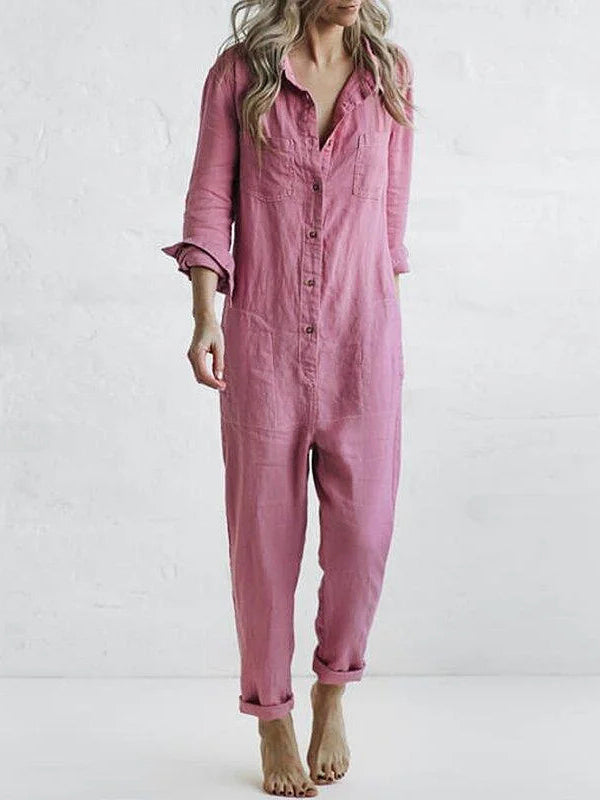 Vivienne | Comfy Long Sleeve Button-Up Jumpsuit for Everyday Wear