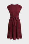 Beatrix | Pleated Chiffon Midi Dress With Belt For Every Occasion