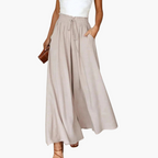 Ingrid | High Waisted Wide Leg Linen Trousers Summer