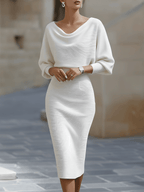 Faustine | Draped Halter Batwing Midi Garden Party Dress