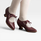 Camille | Silver Low Heel Lace-Up Leather Pumps