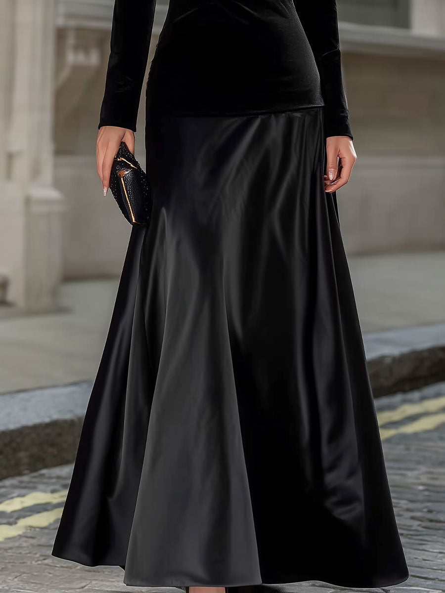 Seraphina | Velvet Funeral Gown Long Sleeve Evening Dress