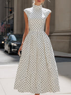 Sidonie | Sleeveless Polka Dot A-Line Garden Party Dress