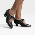 Camille | Silver Low Heel Lace-Up Leather Pumps
