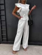 Ophelia | Belted Wide Leg Jumpsuit With Butterfly Sleeves