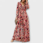 Seraphina | Floral Bridesmaid Dresses V-Neck Pleated Maxi