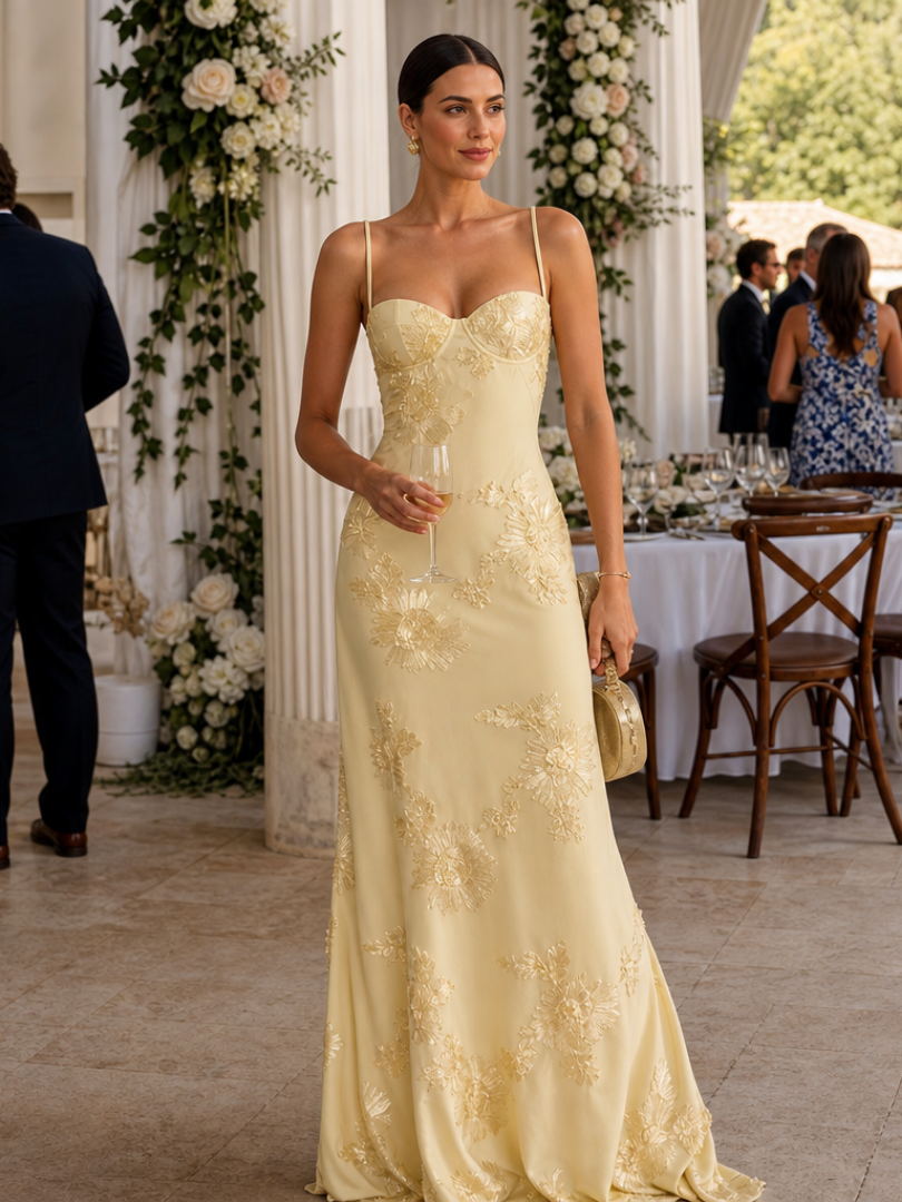 Celestine | Spaghetti Strap Corset Bodice Maxi Dress