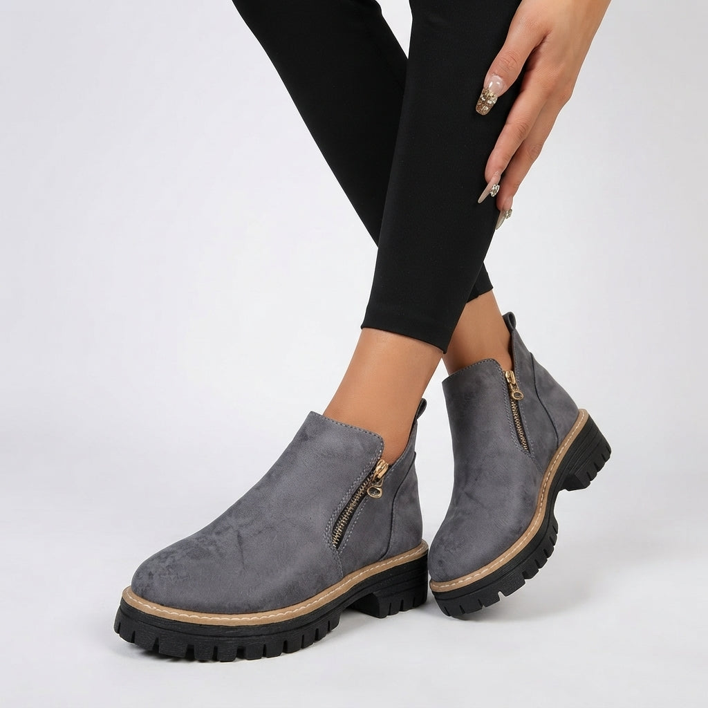 Amandine | Black Brown Heeled Flat Ankle Boots